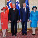 From the official photography session: King Harald and Queen Sonja with President Danilo Türk and Mrs Barbara Mikli&#269; Türk (Photo: Srdjan Zivulovic, Reuters / Scanpix) 